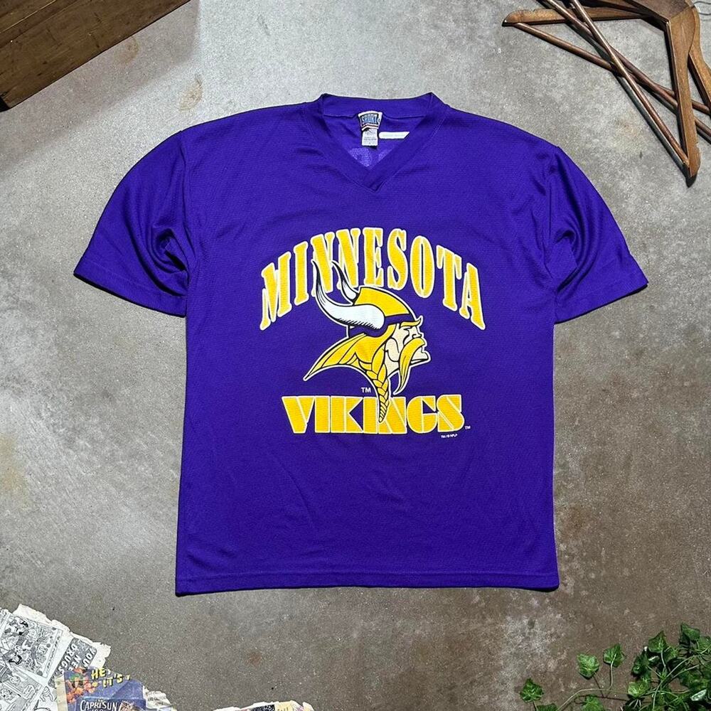 Vintage 90s Minnesota Vikings Randy Moss Jersey Purple Mens Large Boxy Tee Shirt